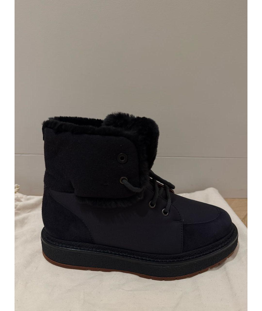 LORO PIANA Черные замшевые ботинки, фото 4