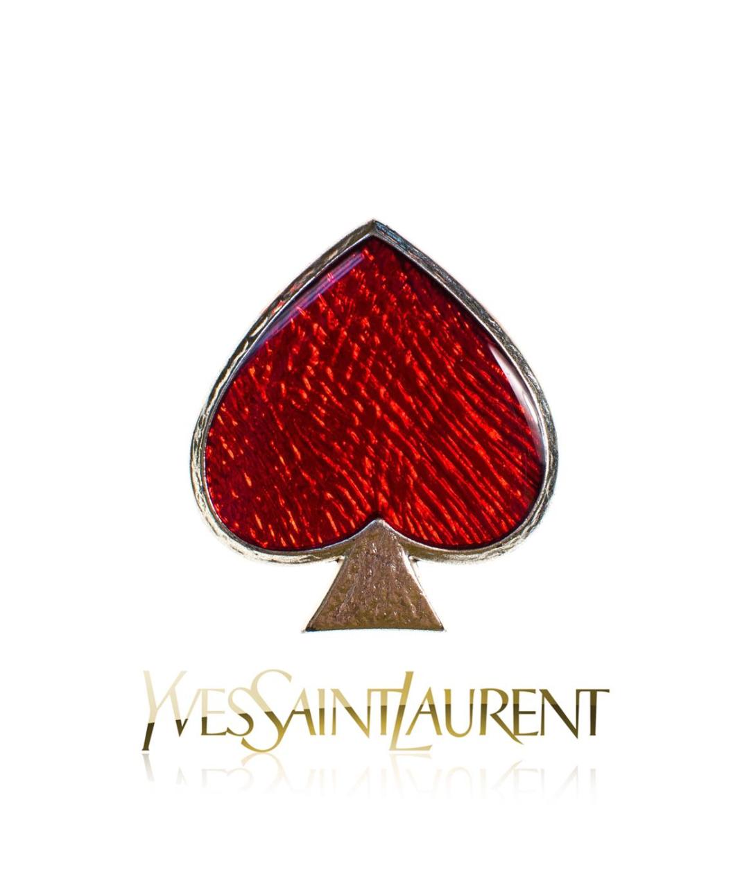 SAINT LAURENT Красная металлическая булавка / брошь, фото 8