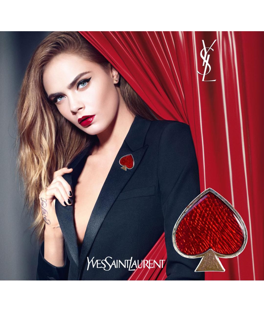 SAINT LAURENT Красная металлическая булавка / брошь, фото 5