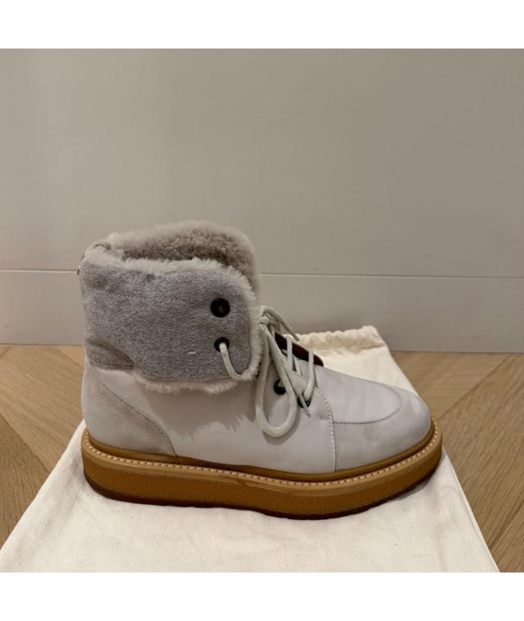 LORO PIANA Серые замшевые ботинки, фото 7