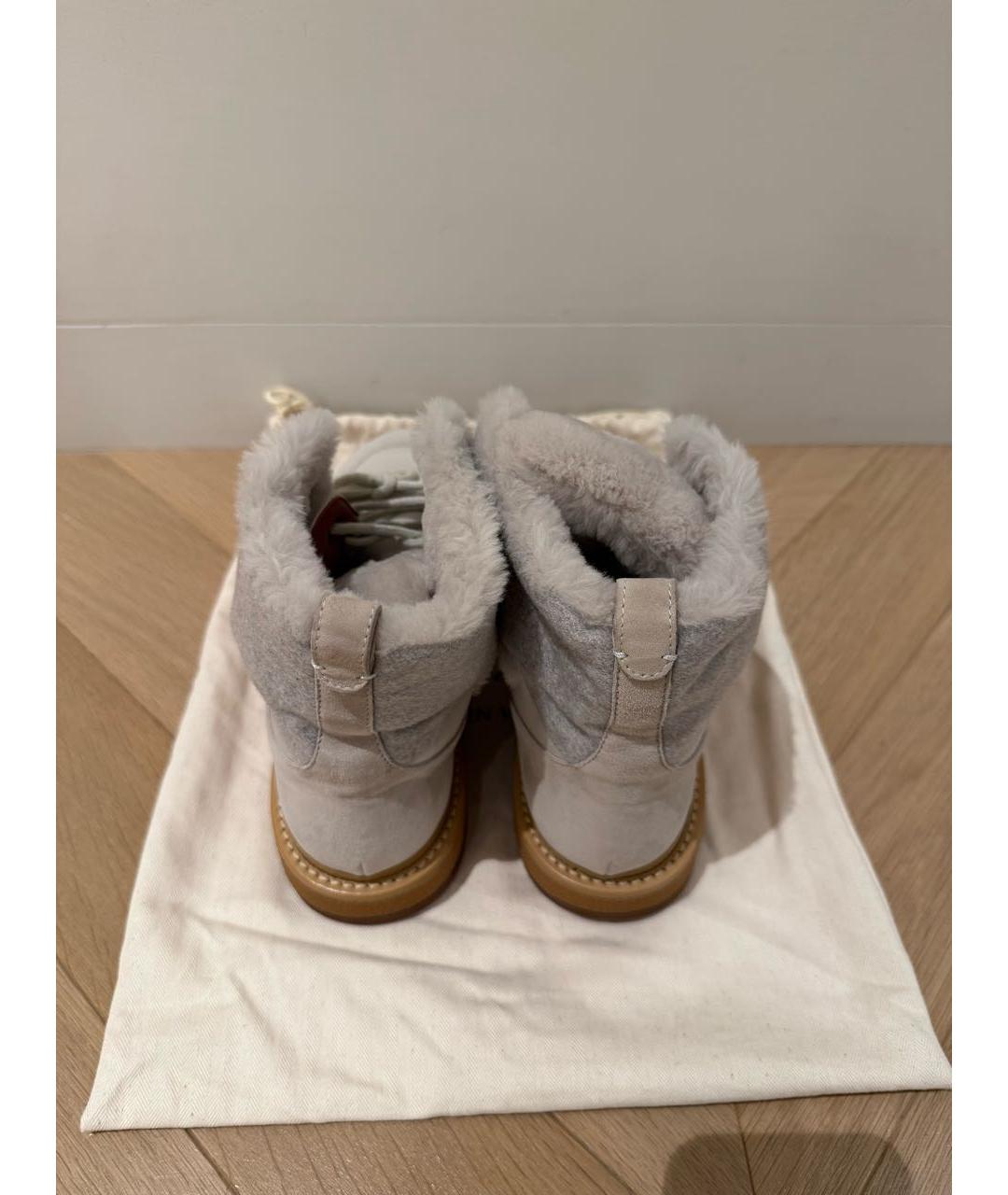 LORO PIANA Серые замшевые ботинки, фото 6