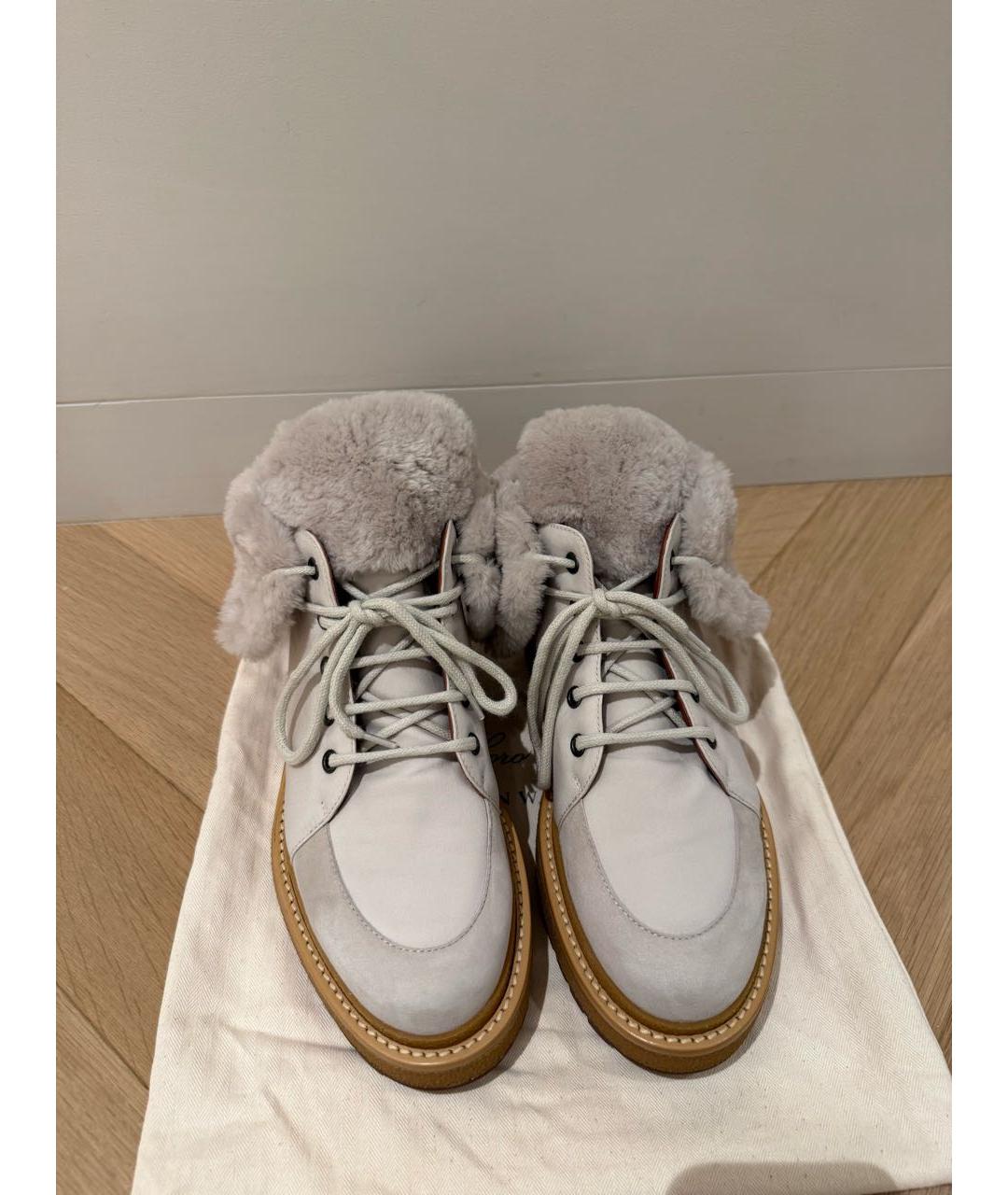 LORO PIANA Серые замшевые ботинки, фото 5