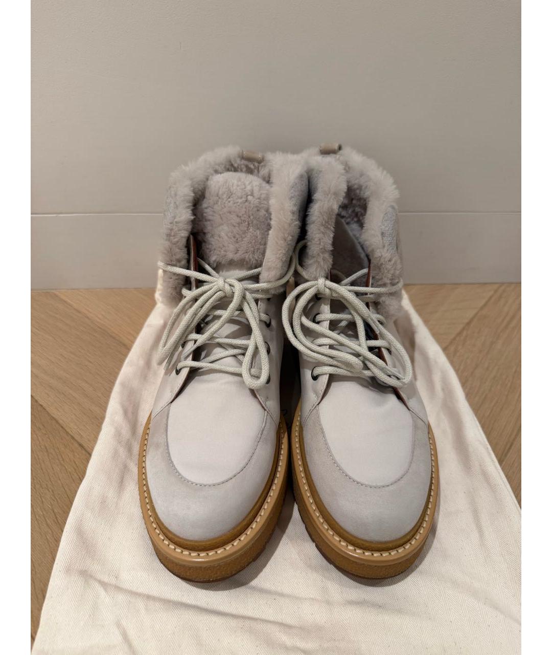 LORO PIANA Серые замшевые ботинки, фото 2