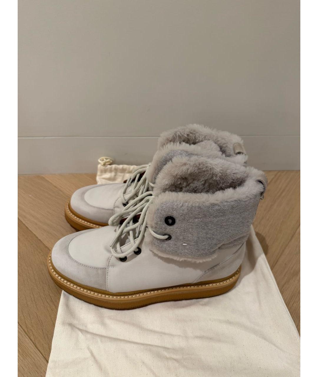 LORO PIANA Серые замшевые ботинки, фото 3