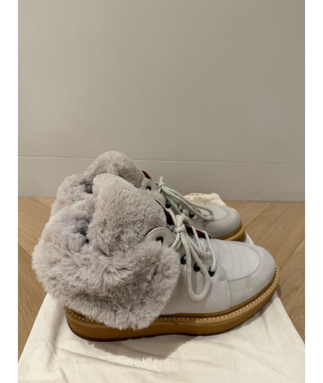 LORO PIANA Серые замшевые ботинки, фото 4