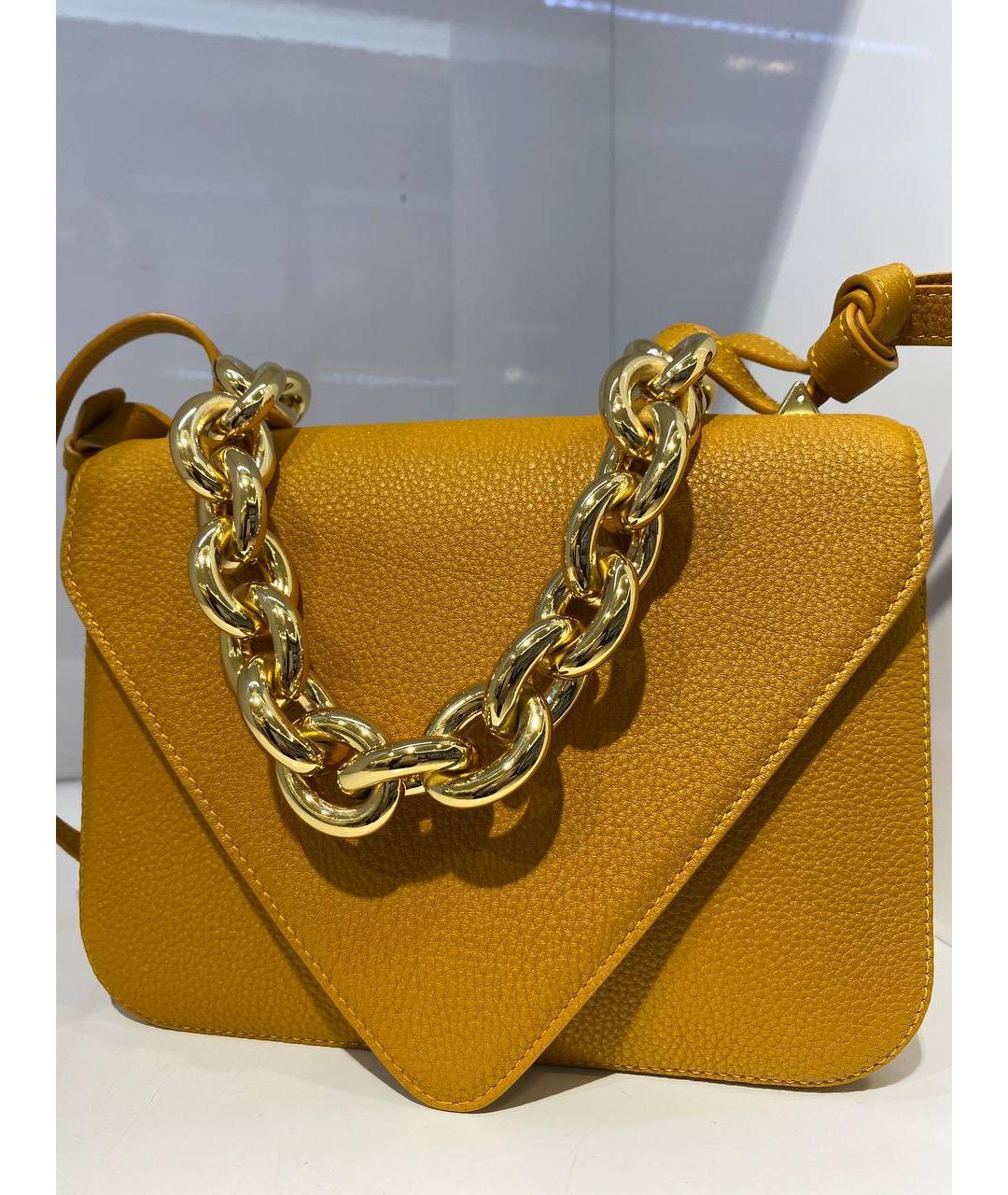 BOTTEGA VENETA Горчичная кожаная сумка через плечо, фото 3