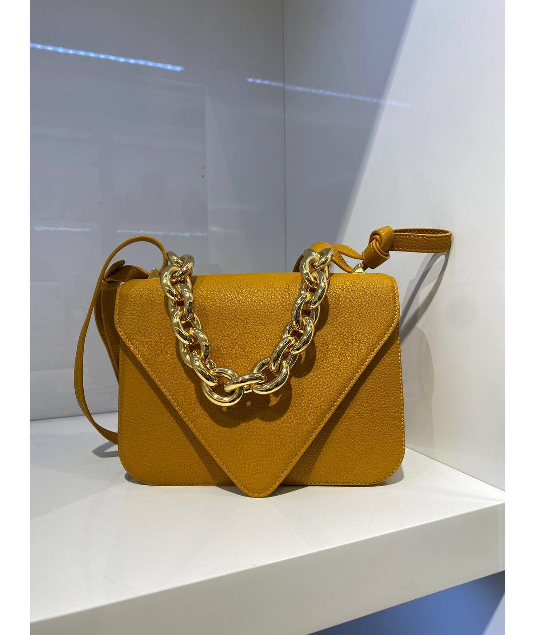 BOTTEGA VENETA Горчичная кожаная сумка через плечо, фото 2