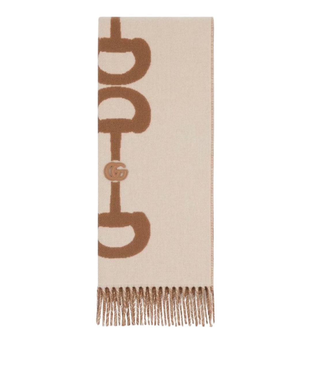 GUCCI Бежевый шерстяной шарф, фото 1