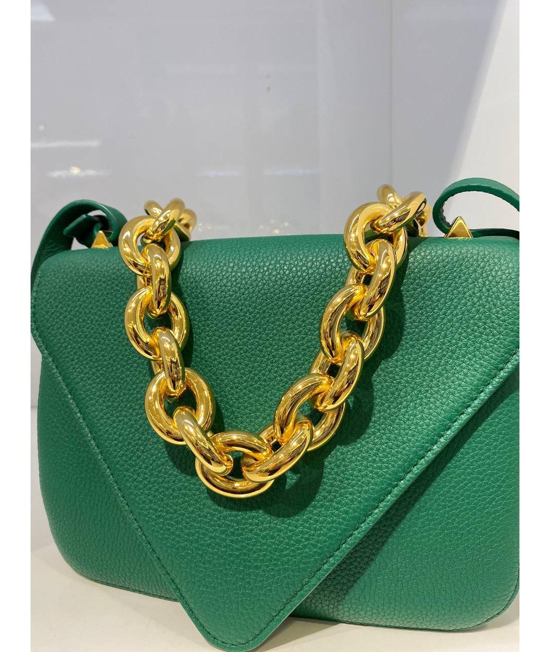 BOTTEGA VENETA Зеленая кожаная сумка через плечо, фото 3