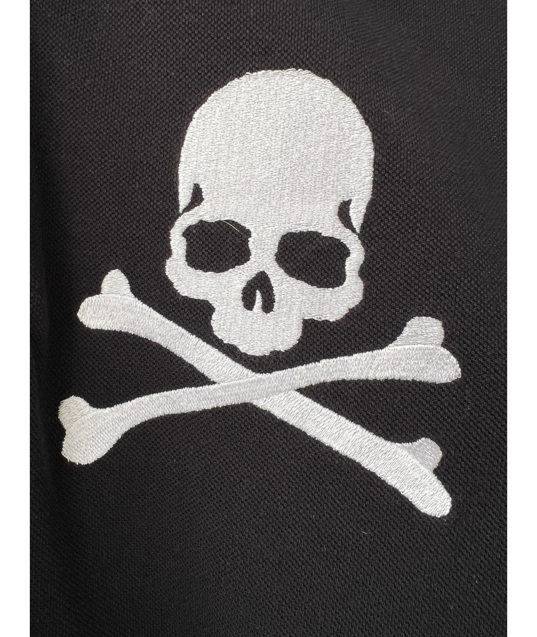 PHILIPP PLEIN Черное хлопковое поло с коротким рукавом, фото 3