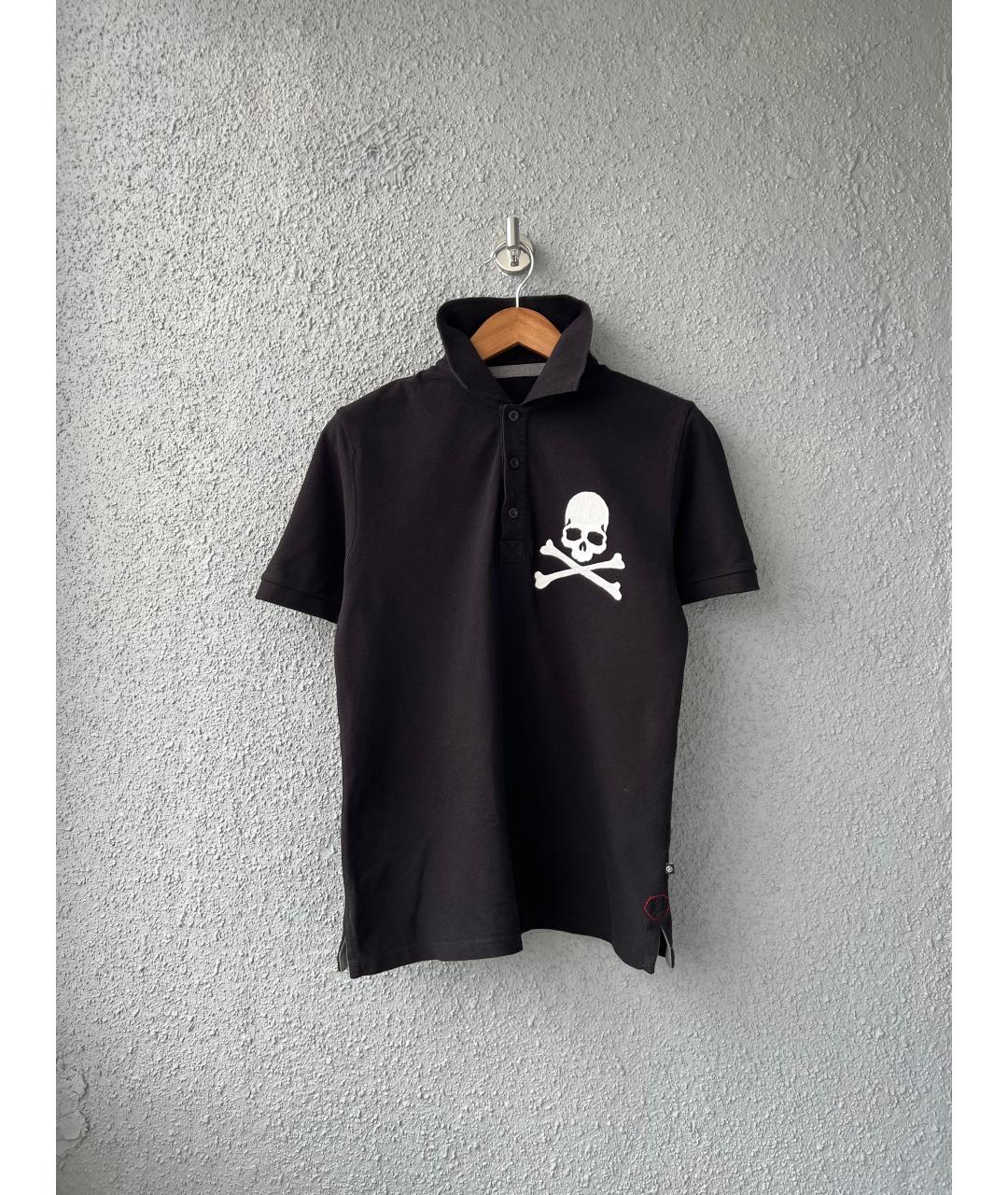 PHILIPP PLEIN Черное хлопковое поло с коротким рукавом, фото 8