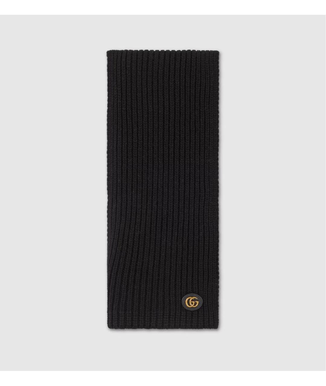 GUCCI Черный шерстяной шарф, фото 4