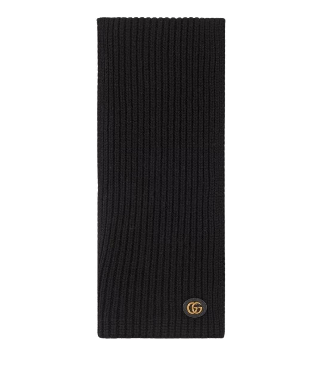 GUCCI Черный шерстяной шарф, фото 1