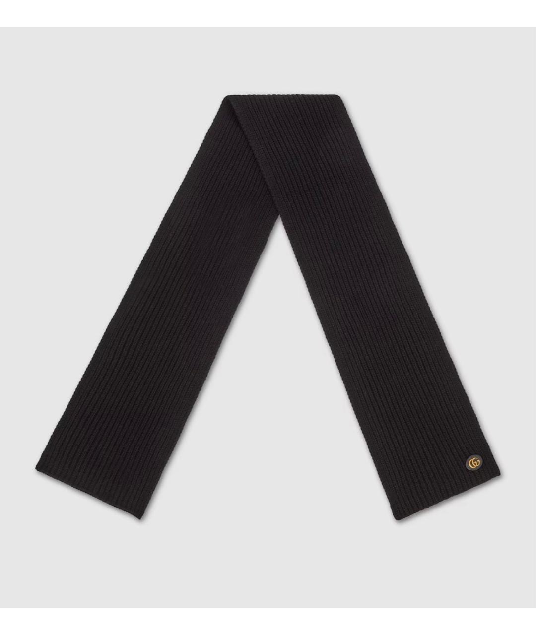 GUCCI Черный шерстяной шарф, фото 2