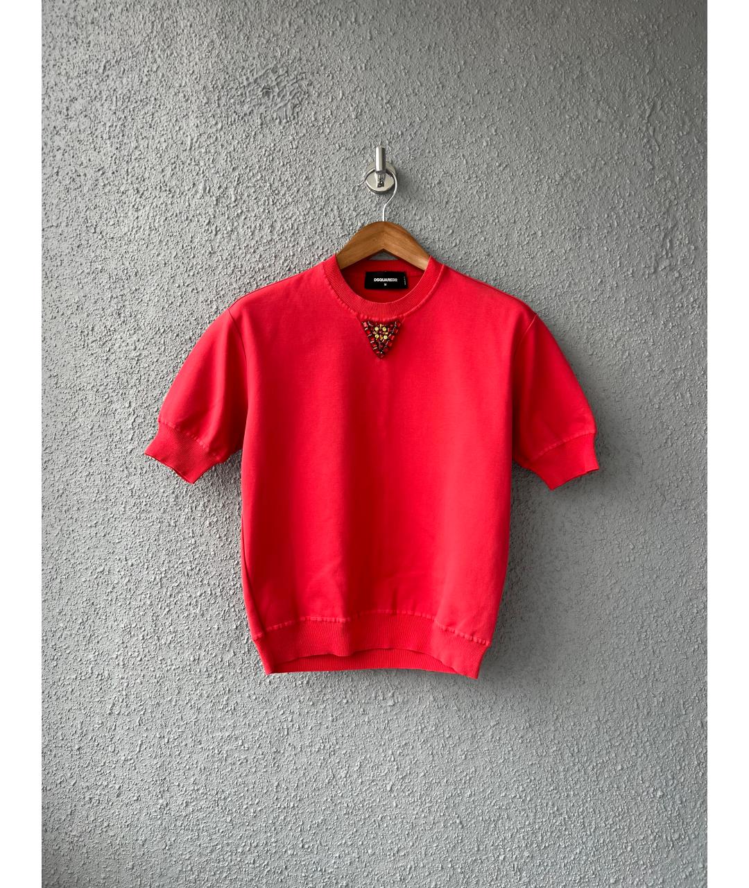 DSQUARED2 Красная хлопковая футболка, фото 5