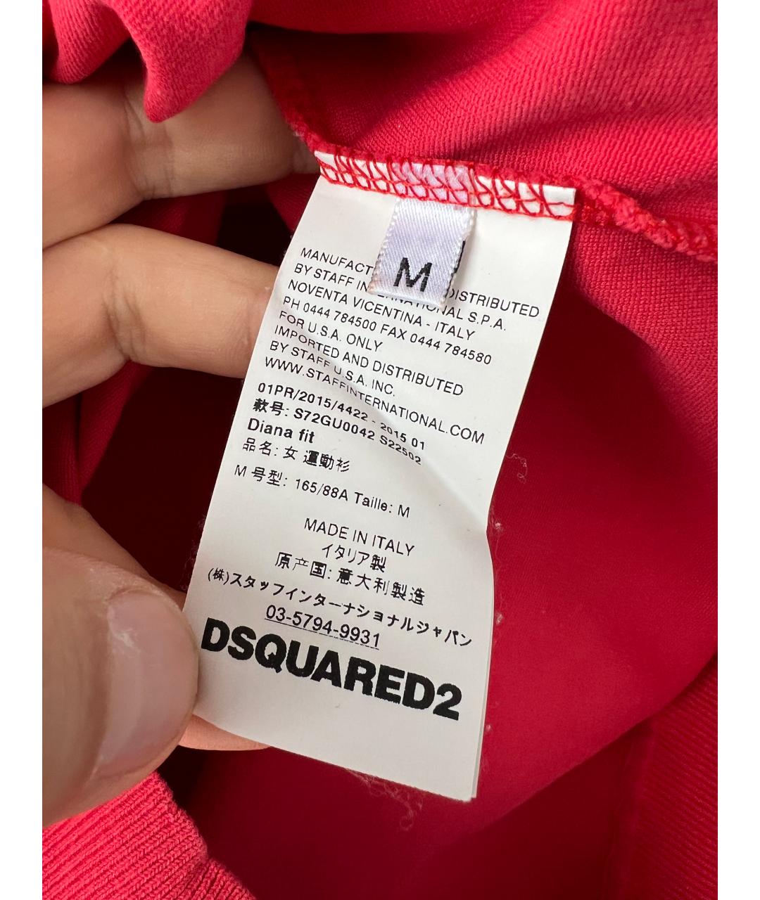 DSQUARED2 Красная хлопковая футболка, фото 4