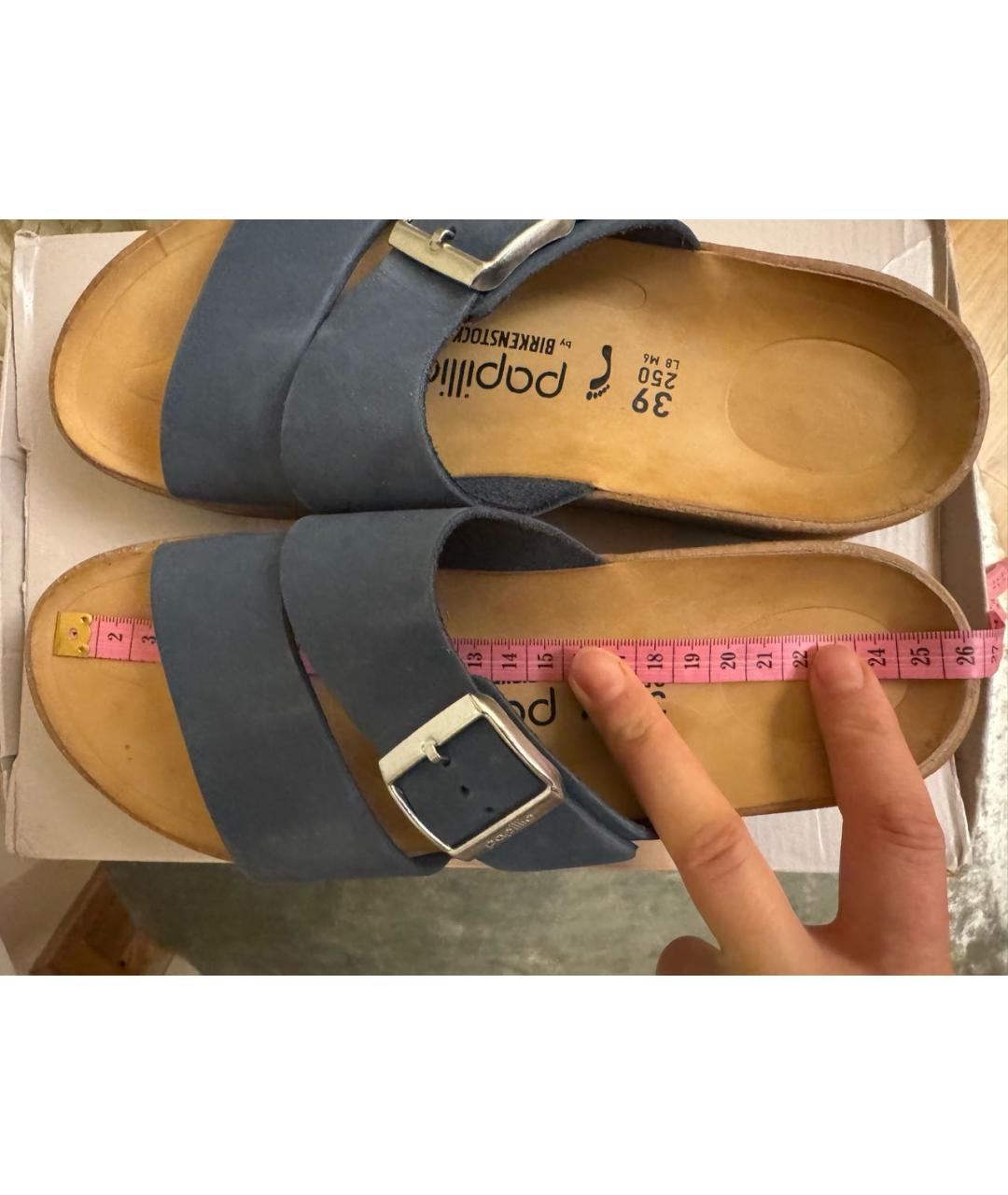 BIRKENSTOCK Синие кожаные шлепанцы, фото 5