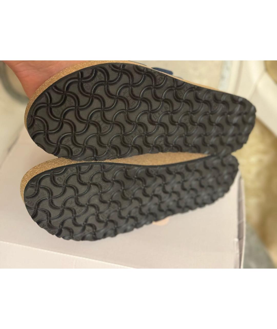 BIRKENSTOCK Синие кожаные шлепанцы, фото 6