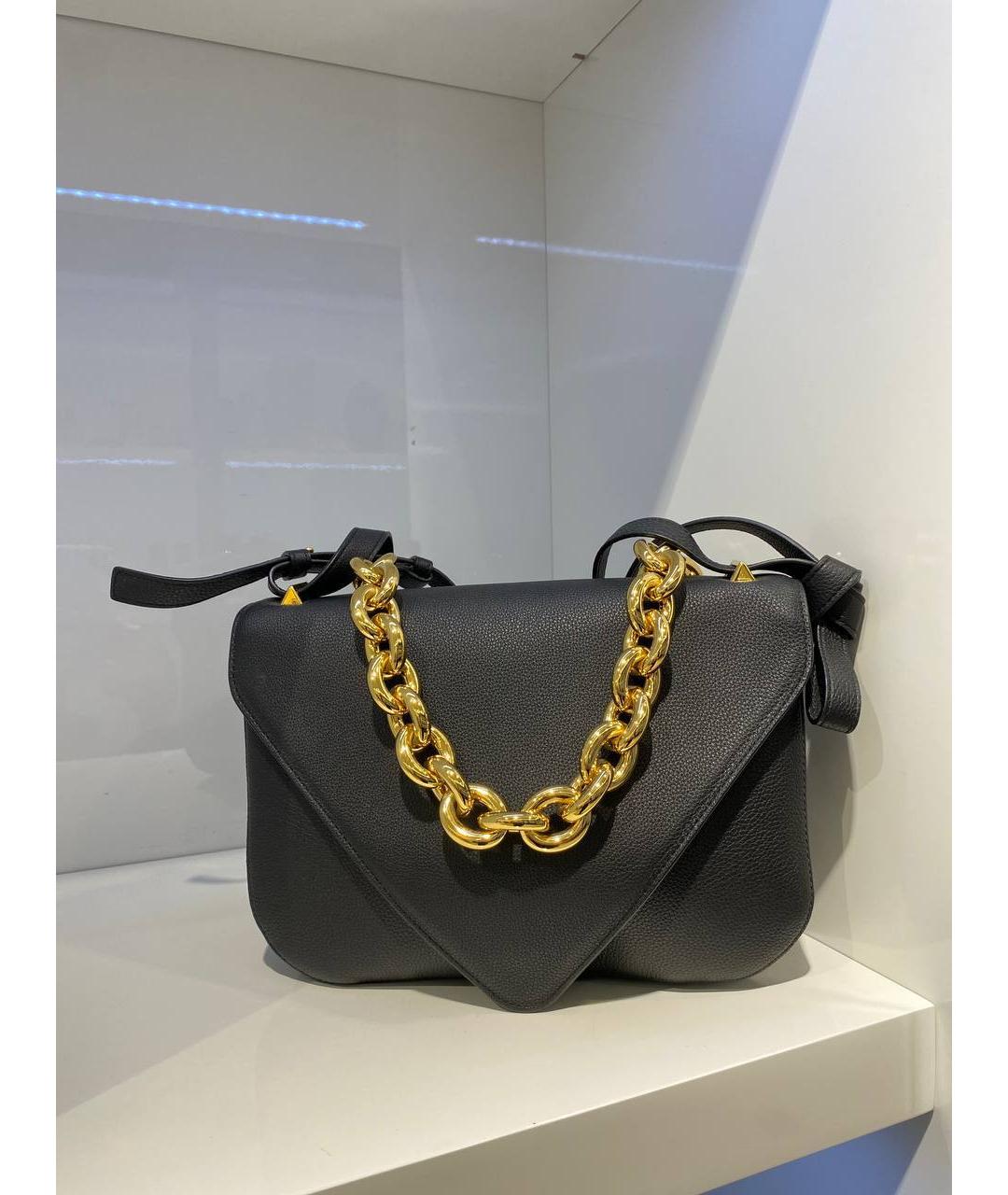 BOTTEGA VENETA Черная кожаная сумка через плечо, фото 2