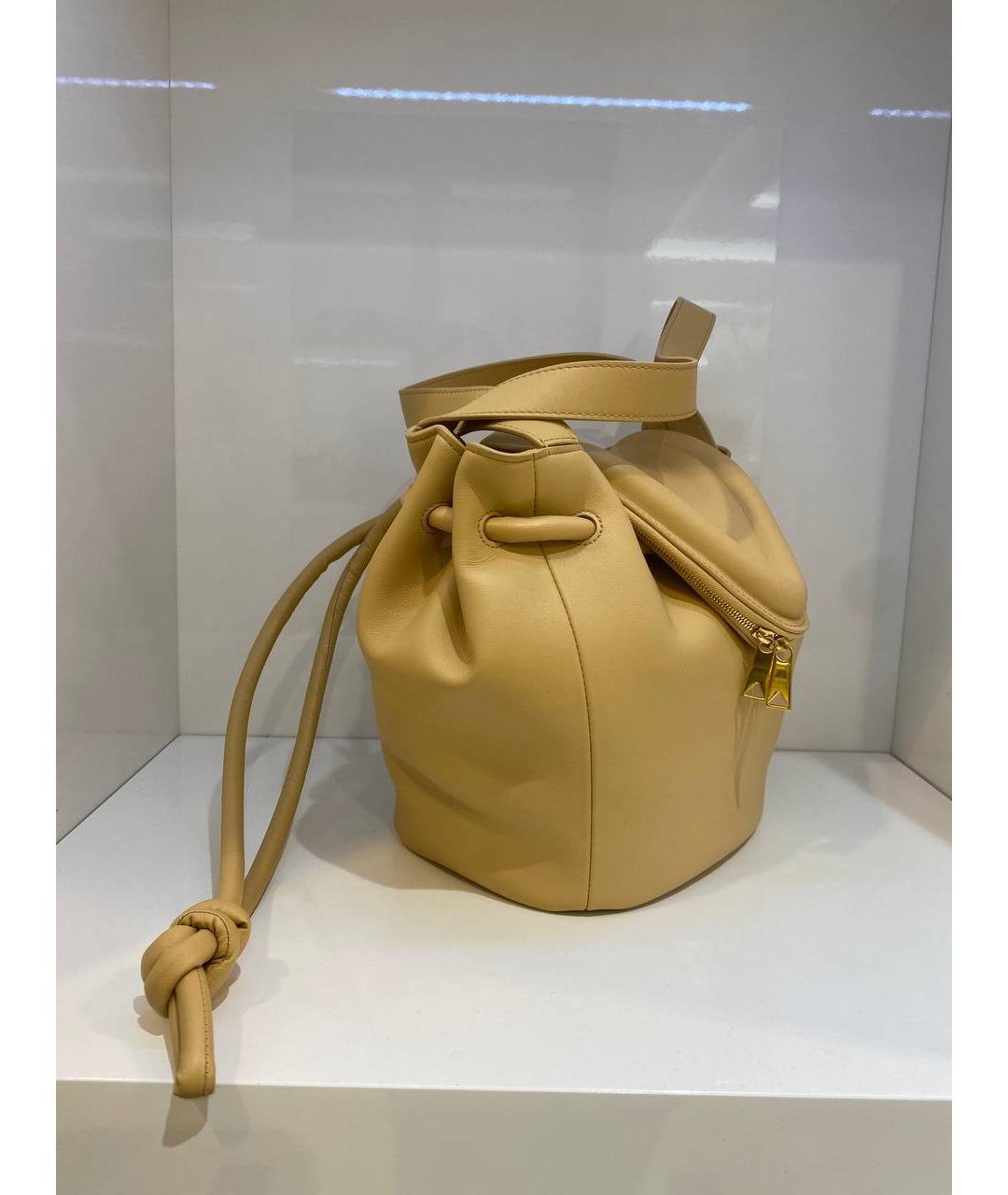 BOTTEGA VENETA Бежевый кожаный рюкзак, фото 4