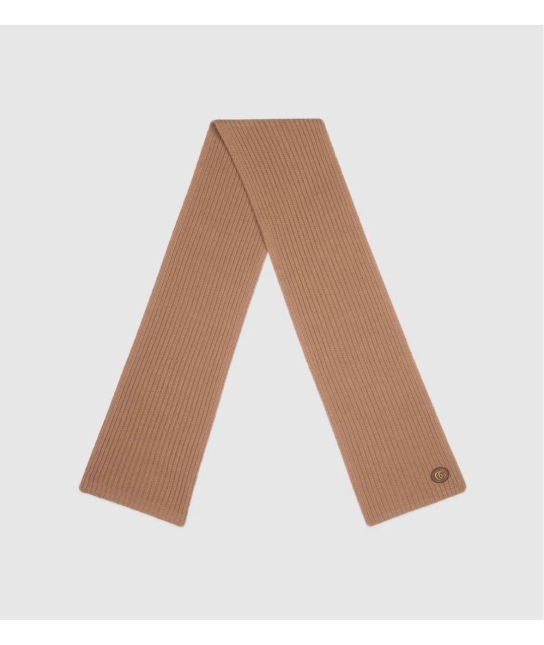 GUCCI Коричневый шерстяной шарф, фото 2