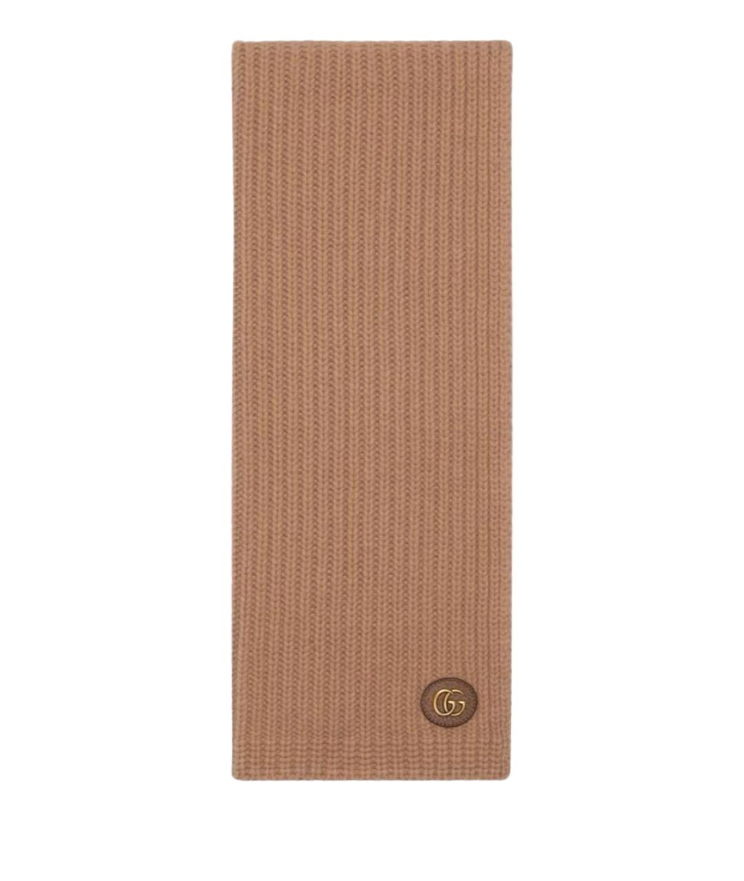 GUCCI Коричневый шерстяной шарф, фото 1