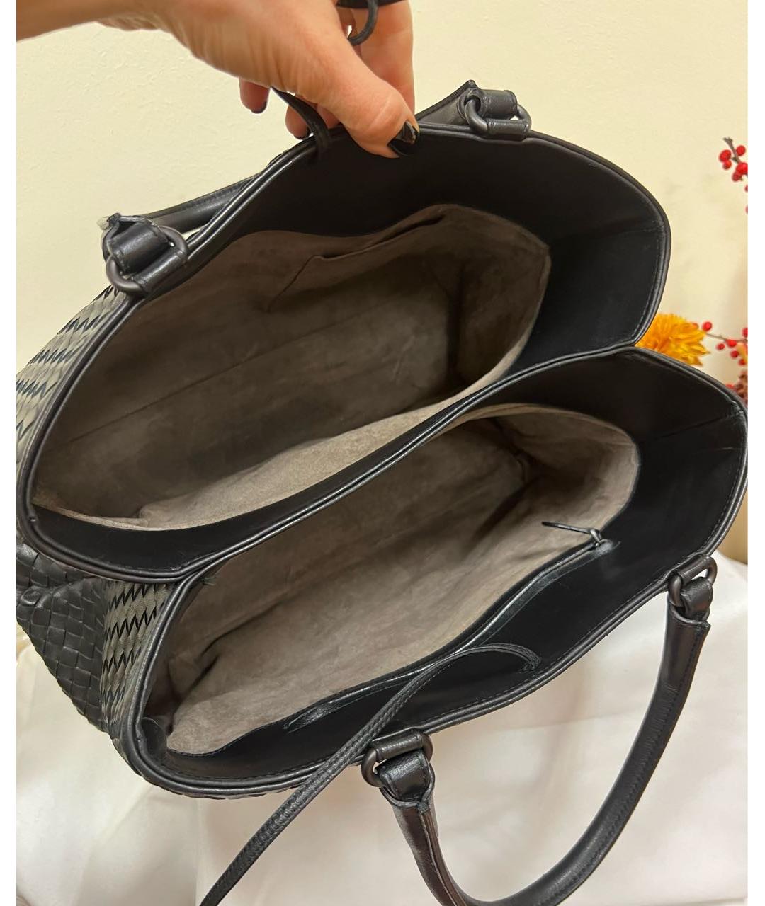 BOTTEGA VENETA Черная кожаная сумка с короткими ручками, фото 3