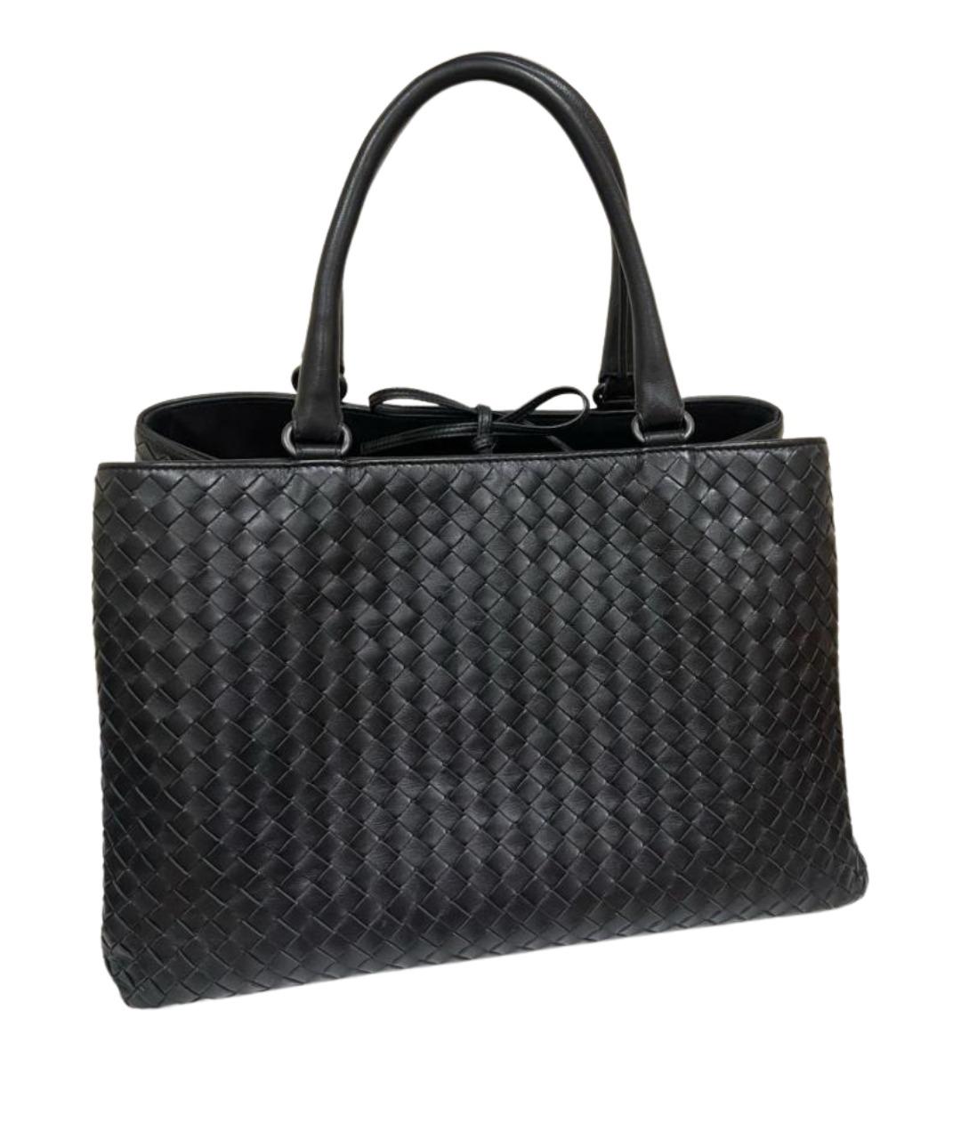 BOTTEGA VENETA Черная кожаная сумка с короткими ручками, фото 1