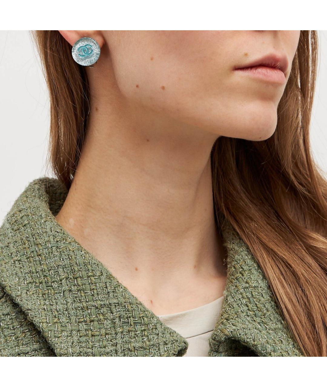 CHANEL Бирюзовые металлические клипсы, фото 4