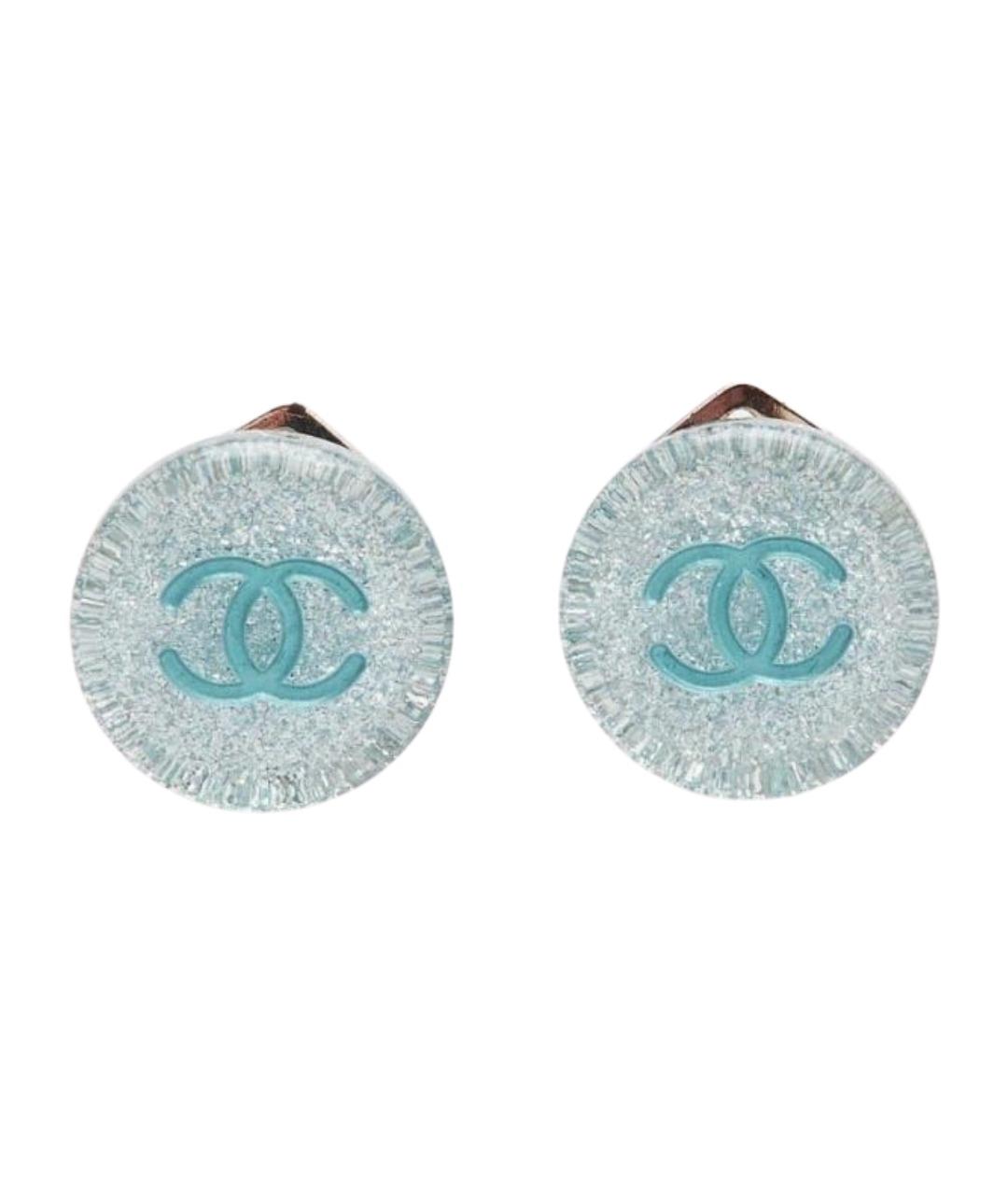 CHANEL Бирюзовые металлические клипсы, фото 1