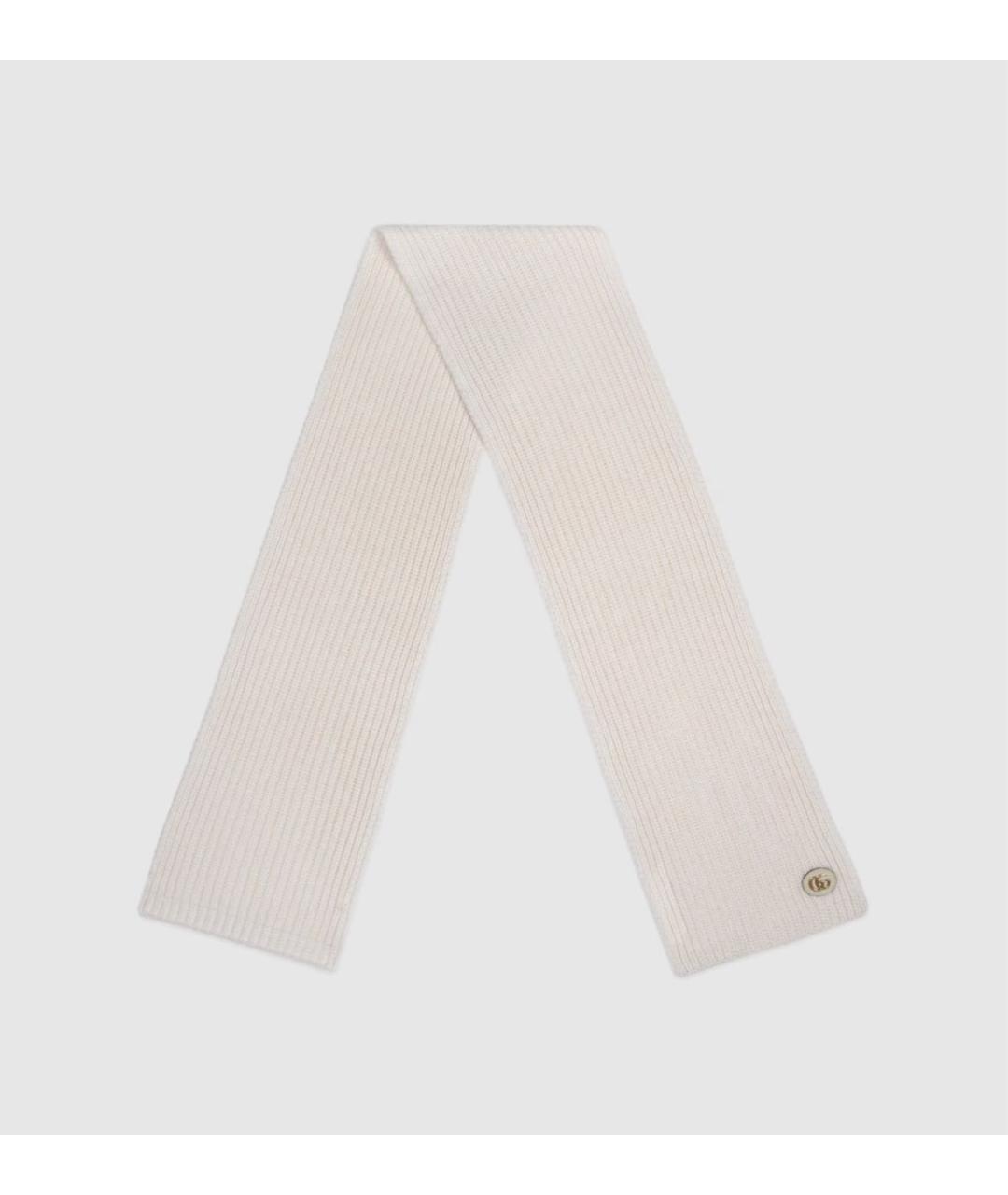 GUCCI Белый шерстяной шарф, фото 2