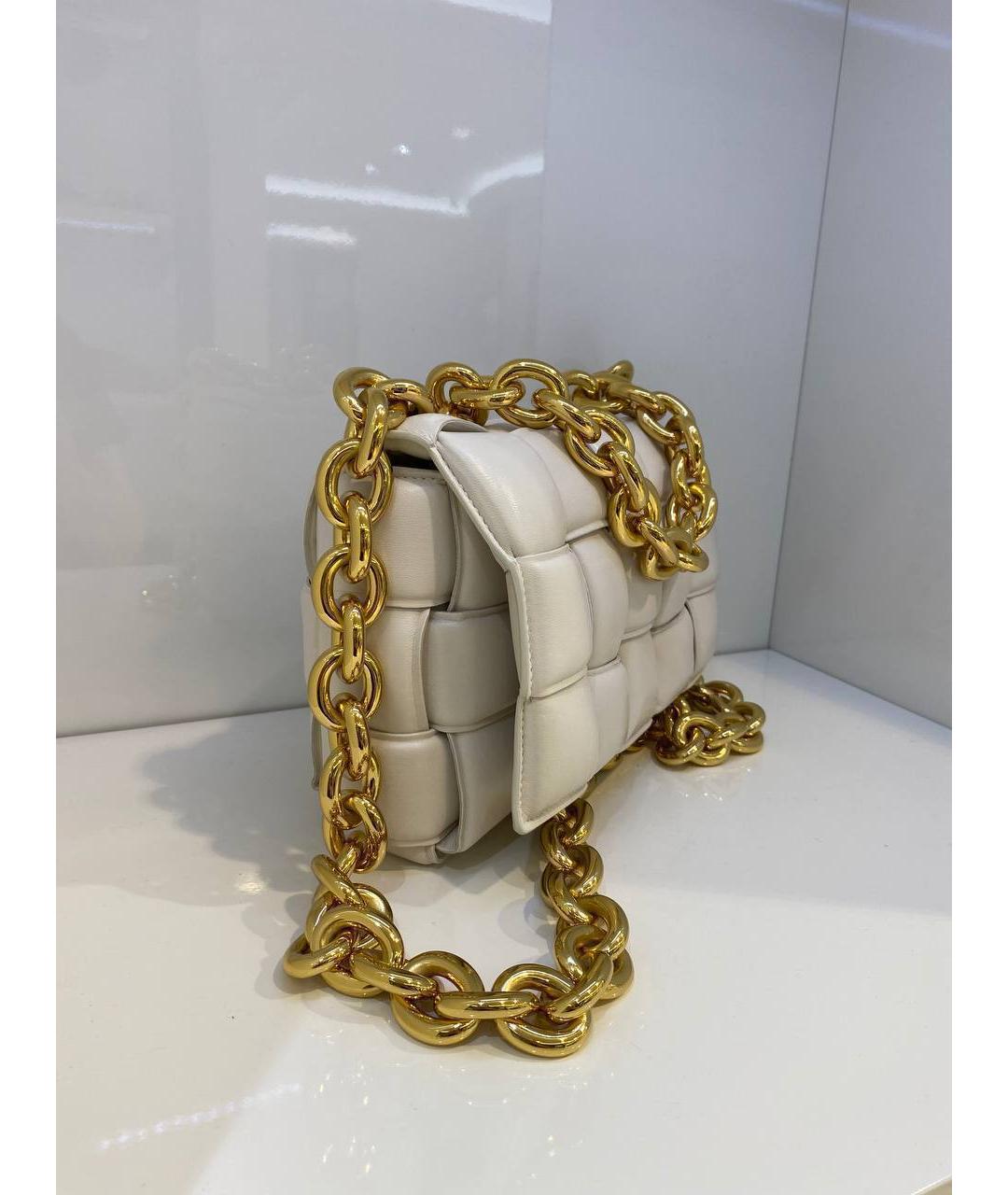 BOTTEGA VENETA Белая кожаная сумка через плечо, фото 3