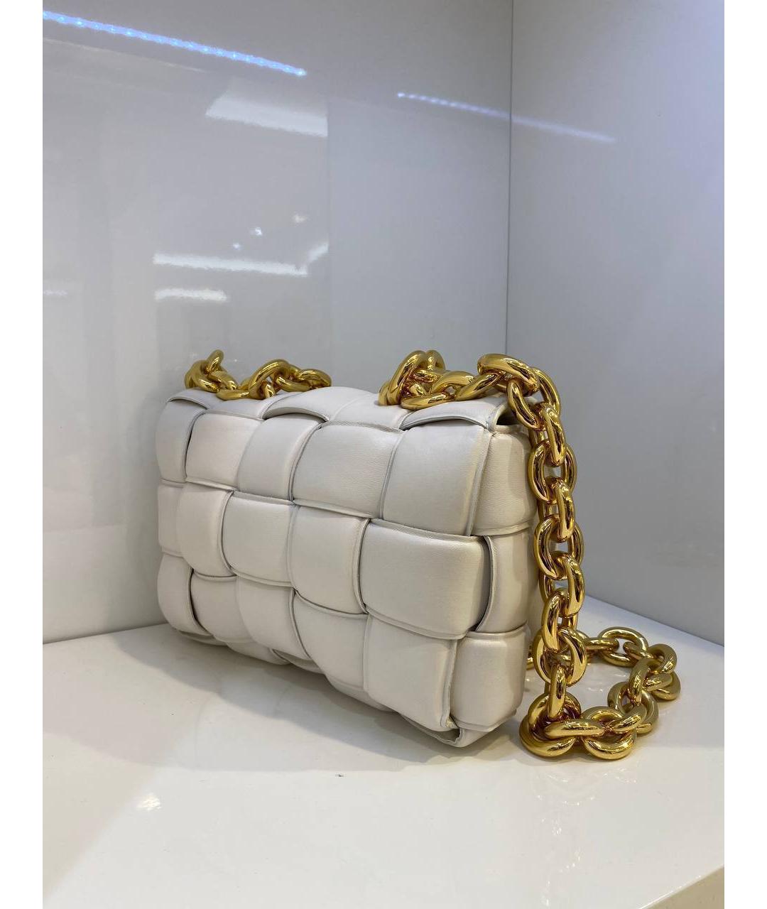 BOTTEGA VENETA Белая кожаная сумка через плечо, фото 4