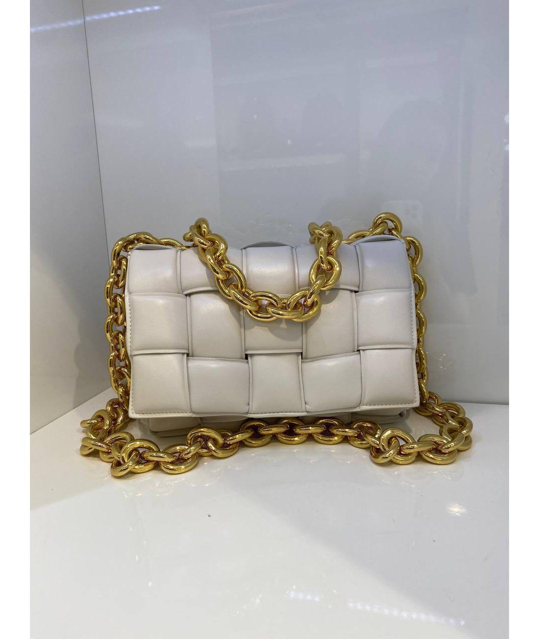 BOTTEGA VENETA Белая кожаная сумка через плечо, фото 2