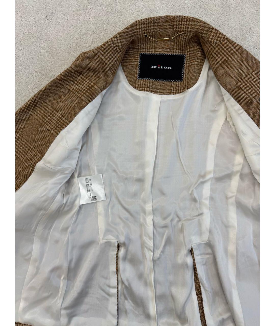 KITON Коричневый кашемировый жакет/пиджак, фото 4