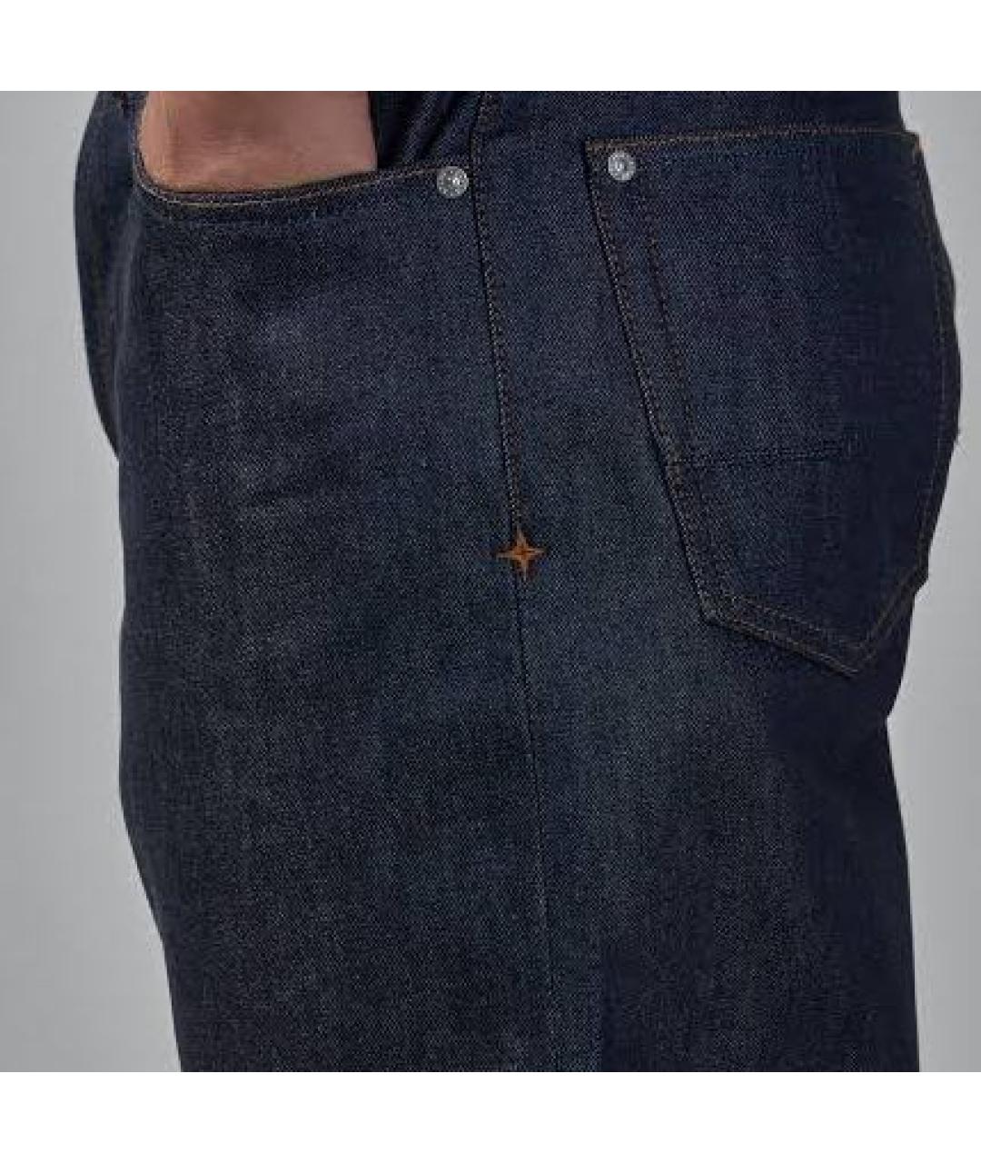 STONE ISLAND Темно-синие хлопковые прямые джинсы, фото 5