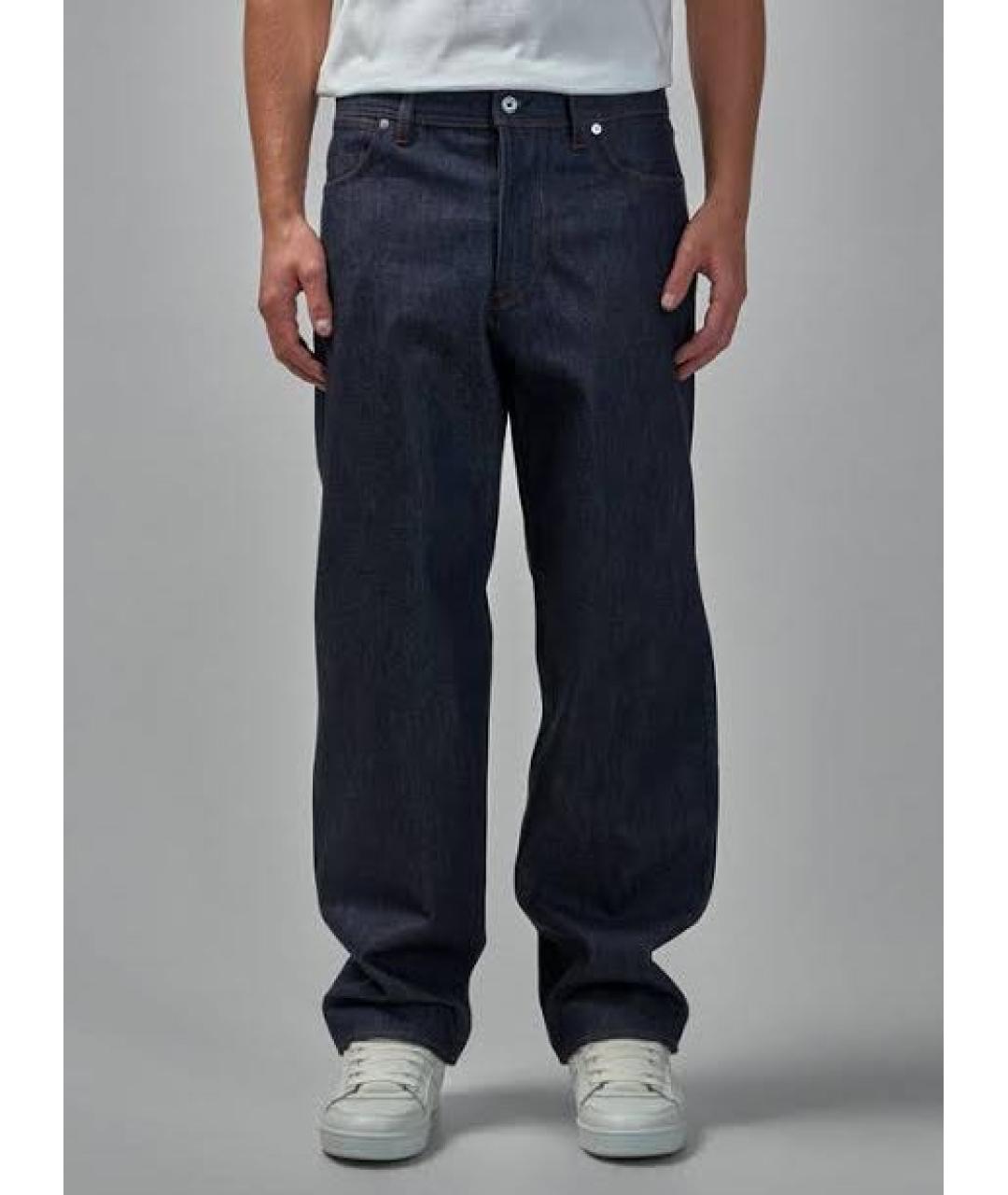 STONE ISLAND Темно-синие хлопковые прямые джинсы, фото 3