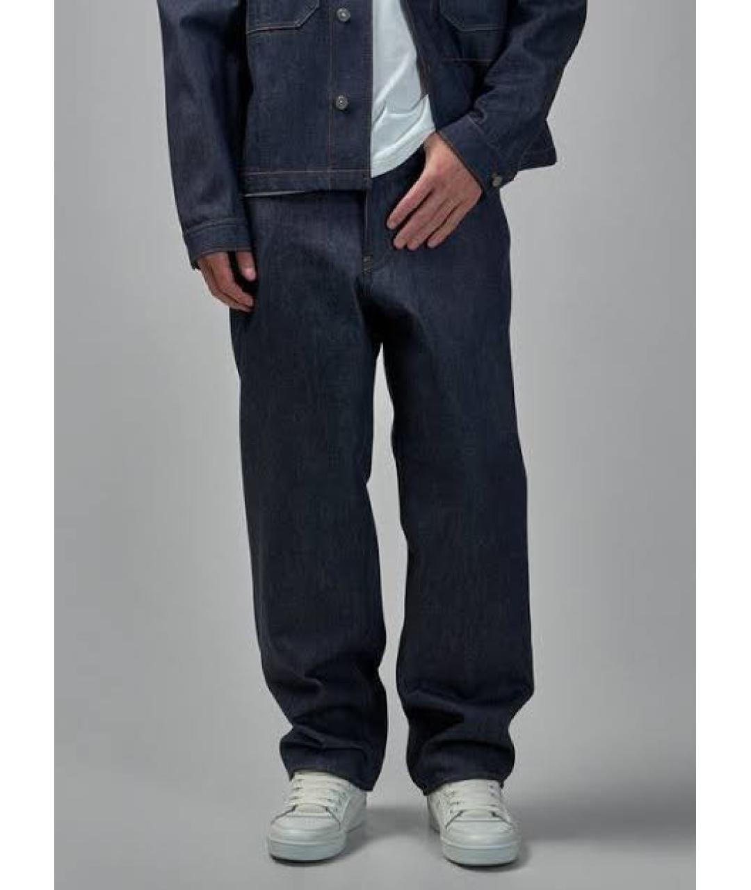 STONE ISLAND Темно-синие хлопковые прямые джинсы, фото 4