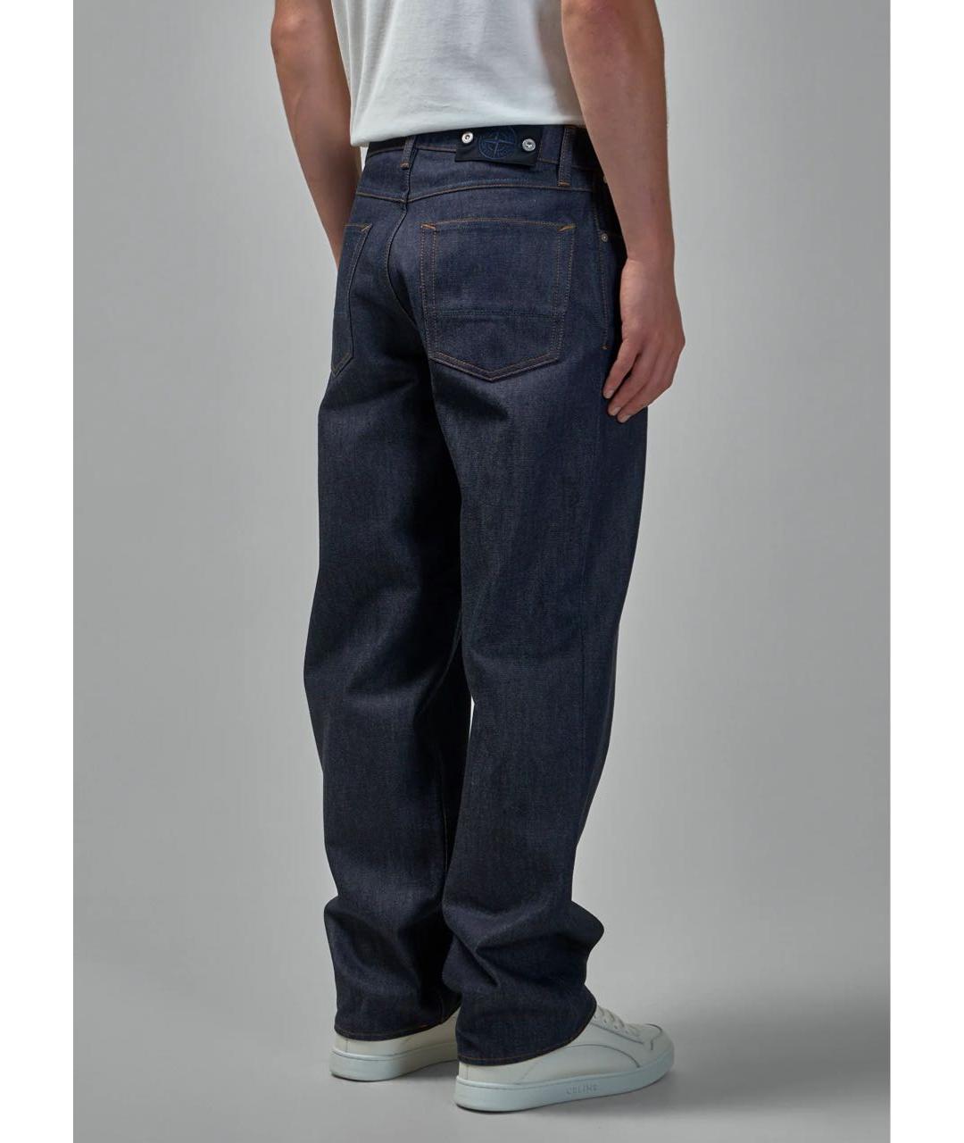 STONE ISLAND Темно-синие хлопковые прямые джинсы, фото 6