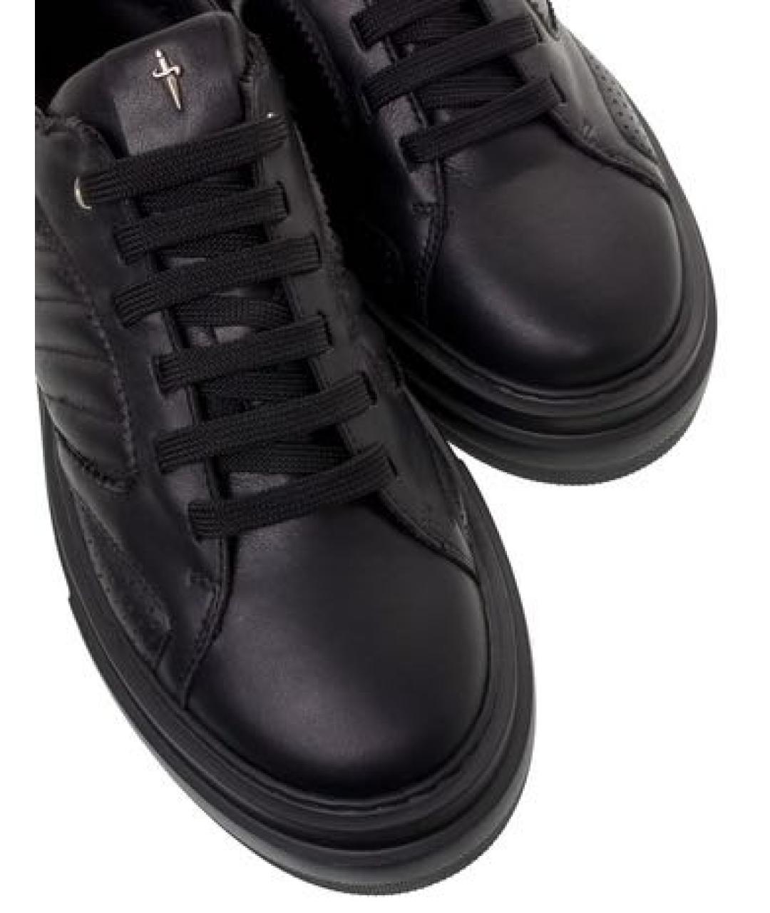 CESARE PACIOTTI Черные кожаные низкие кроссовки / кеды, фото 3