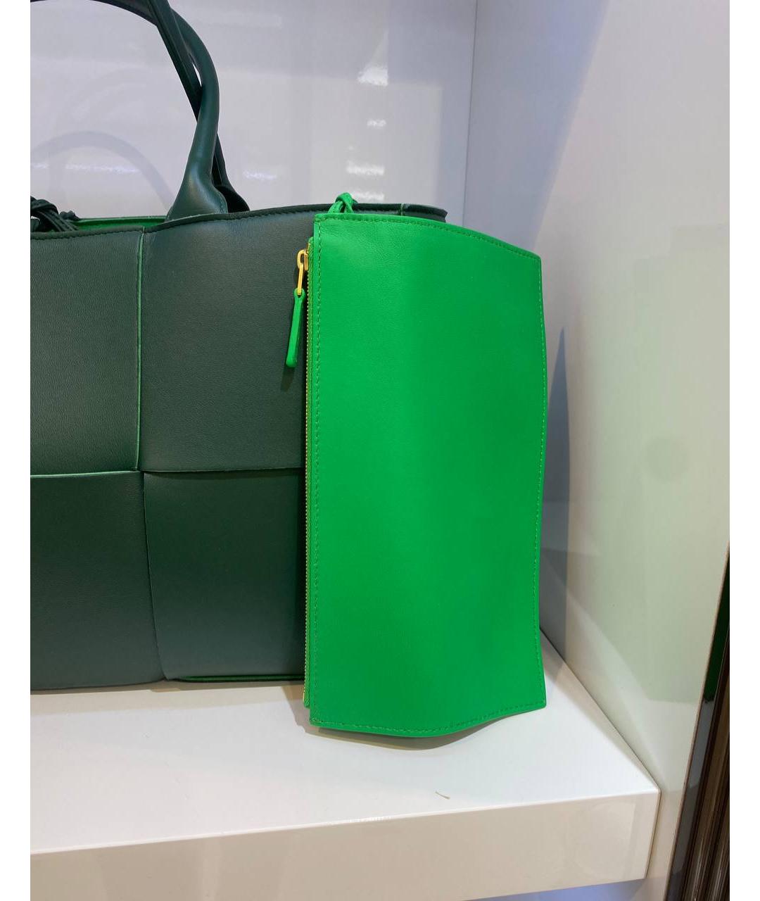 BOTTEGA VENETA Зеленая кожаная сумка тоут, фото 4