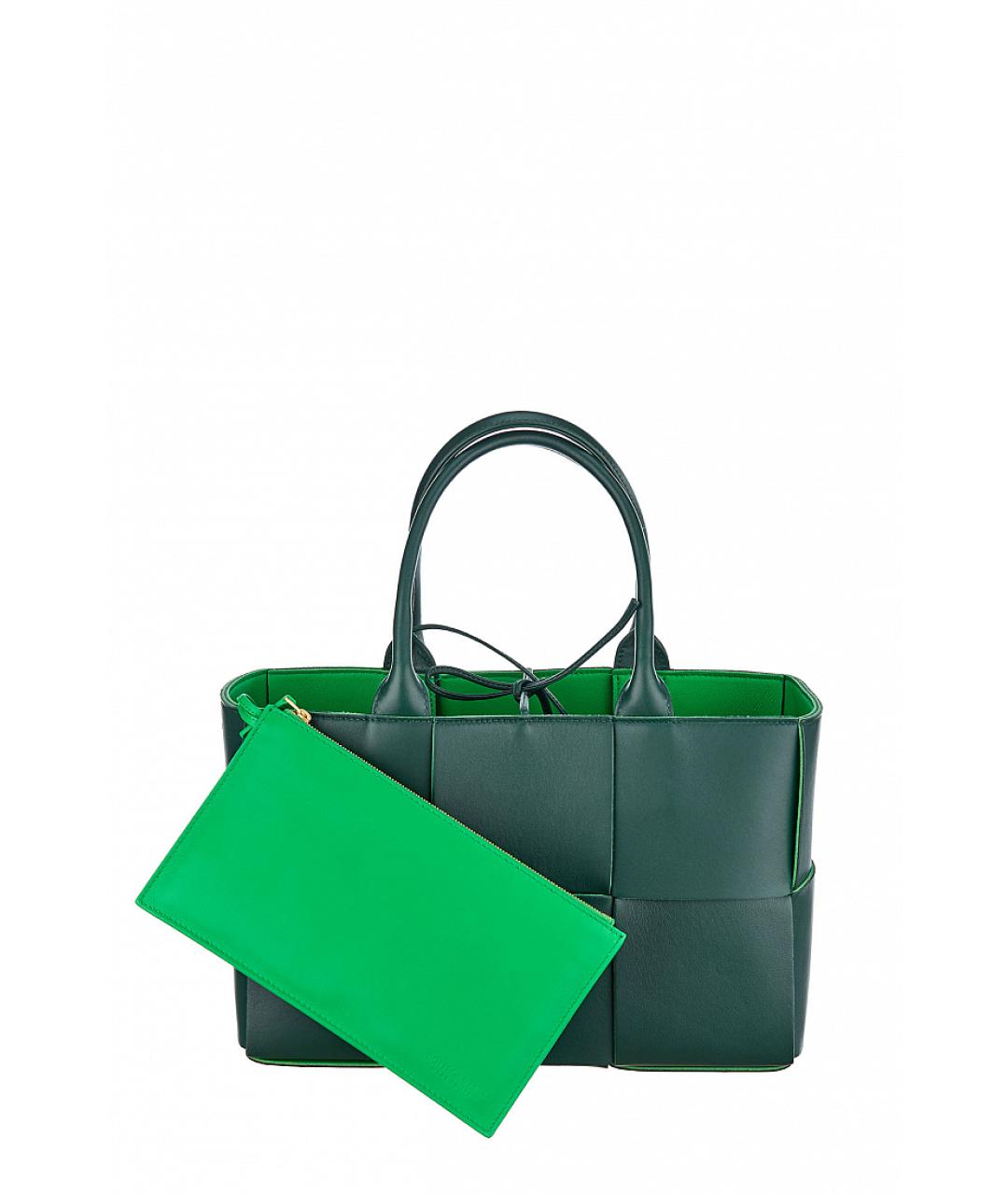 BOTTEGA VENETA Зеленая кожаная сумка тоут, фото 1