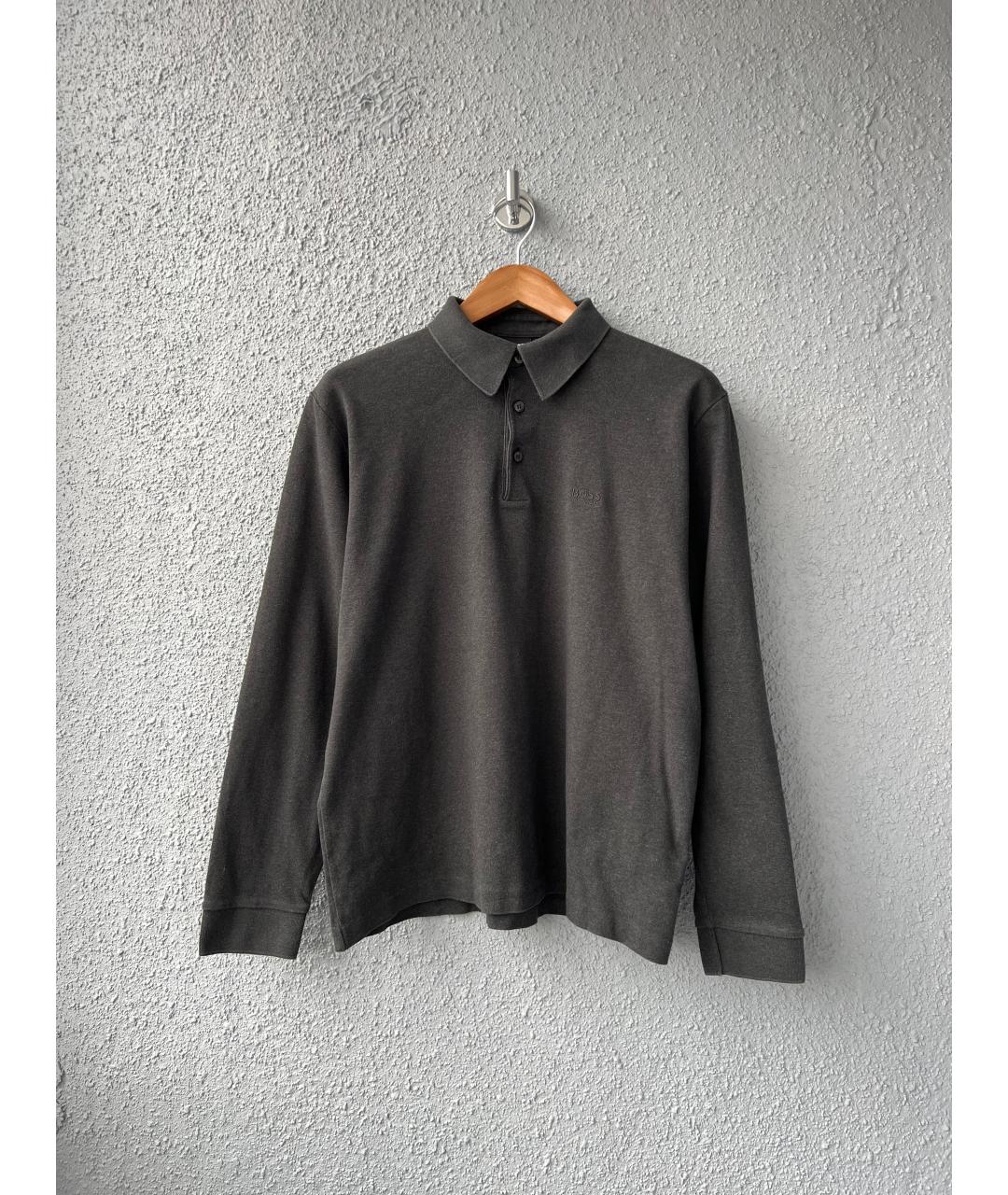 HUGO BOSS Серое поло с длинным рукавом, фото 6