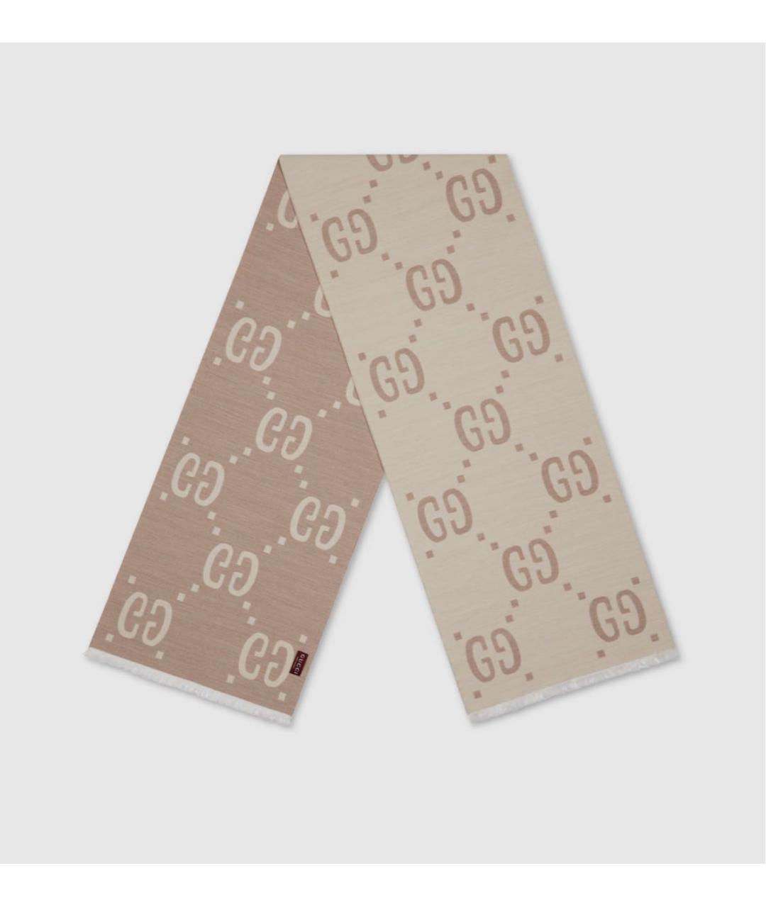 GUCCI Коричневый шерстяной шарф, фото 2