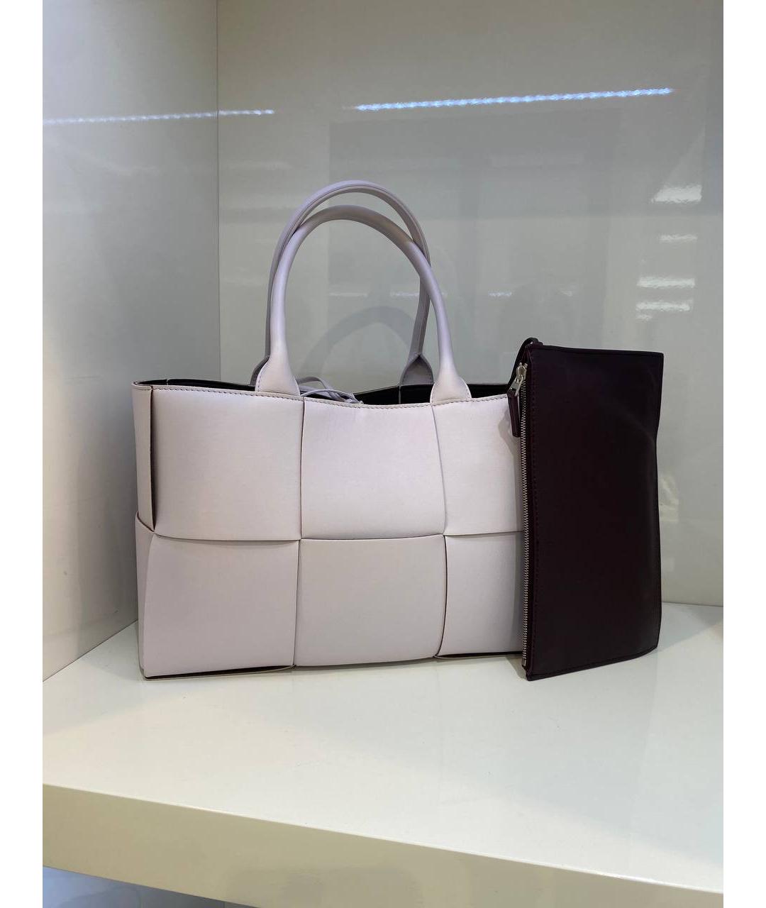 BOTTEGA VENETA Белая кожаная сумка тоут, фото 4
