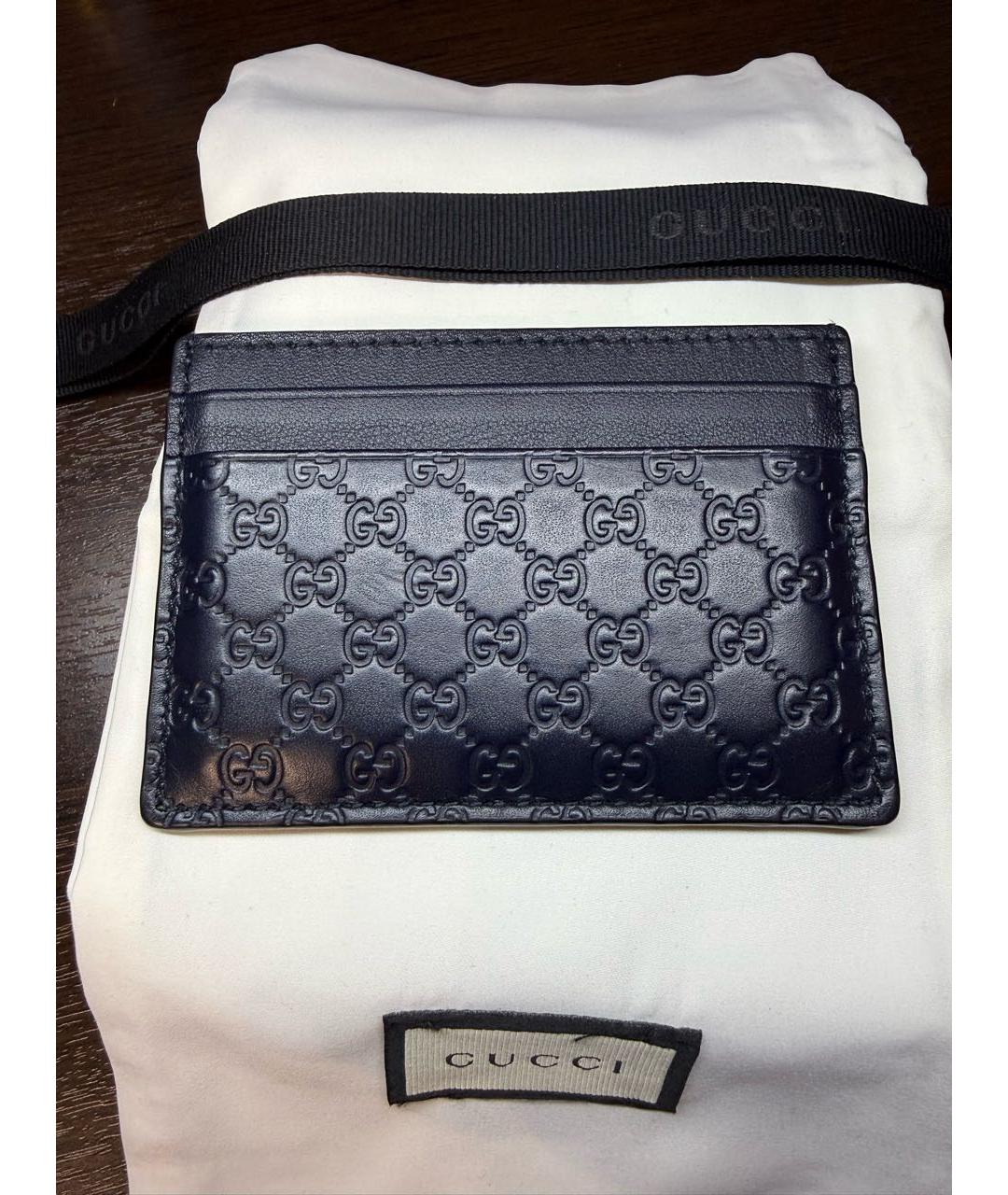 GUCCI Темно-синий кожаный кардхолдер, фото 2