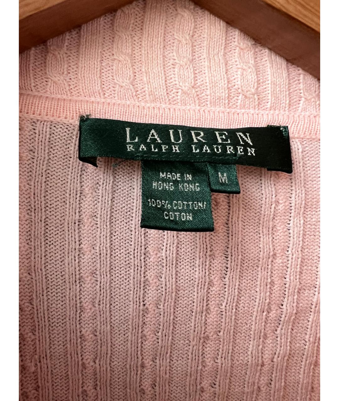 RALPH LAUREN Розовый хлопковый кардиган, фото 3