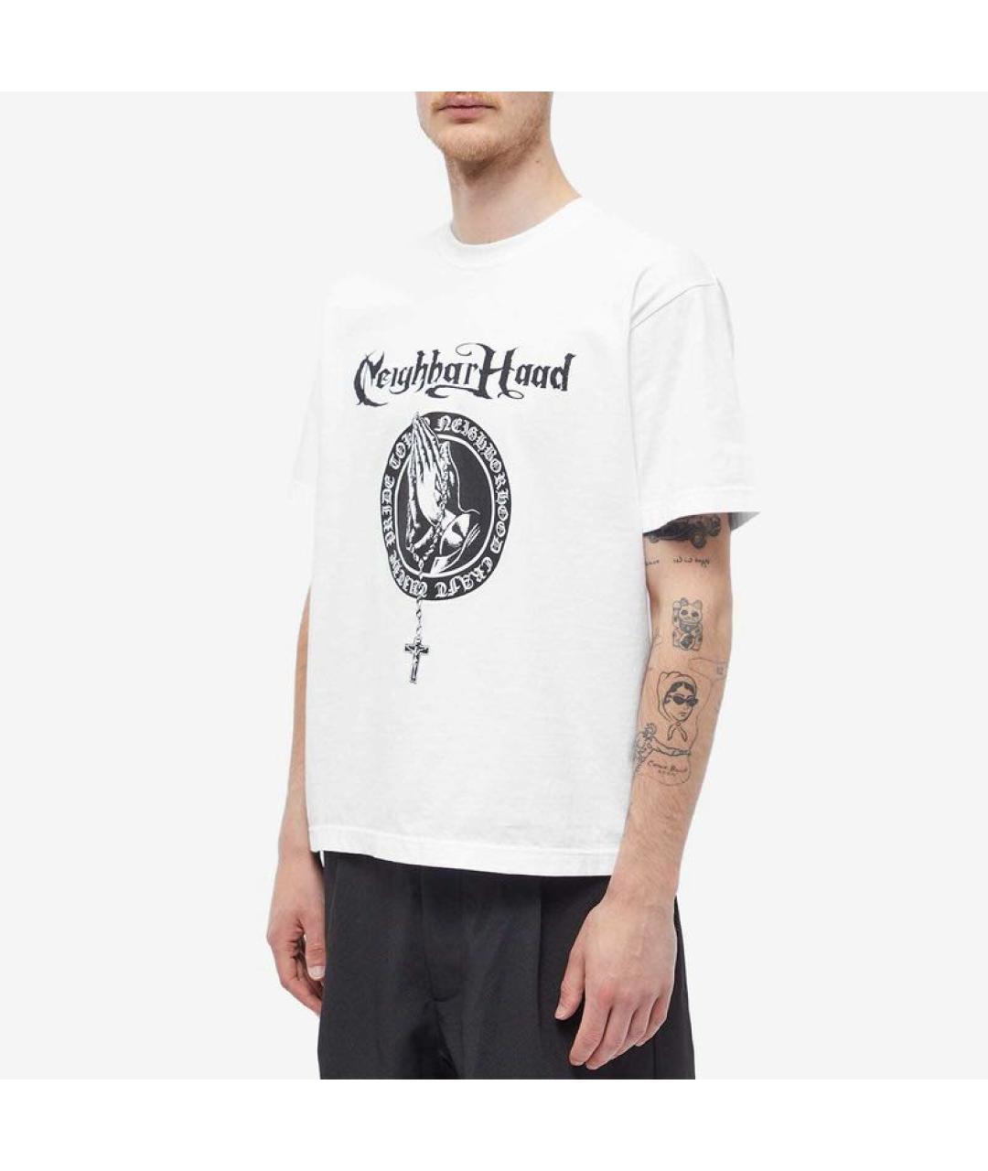 NEIGHBORHOOD Белая хлопковая футболка, фото 4