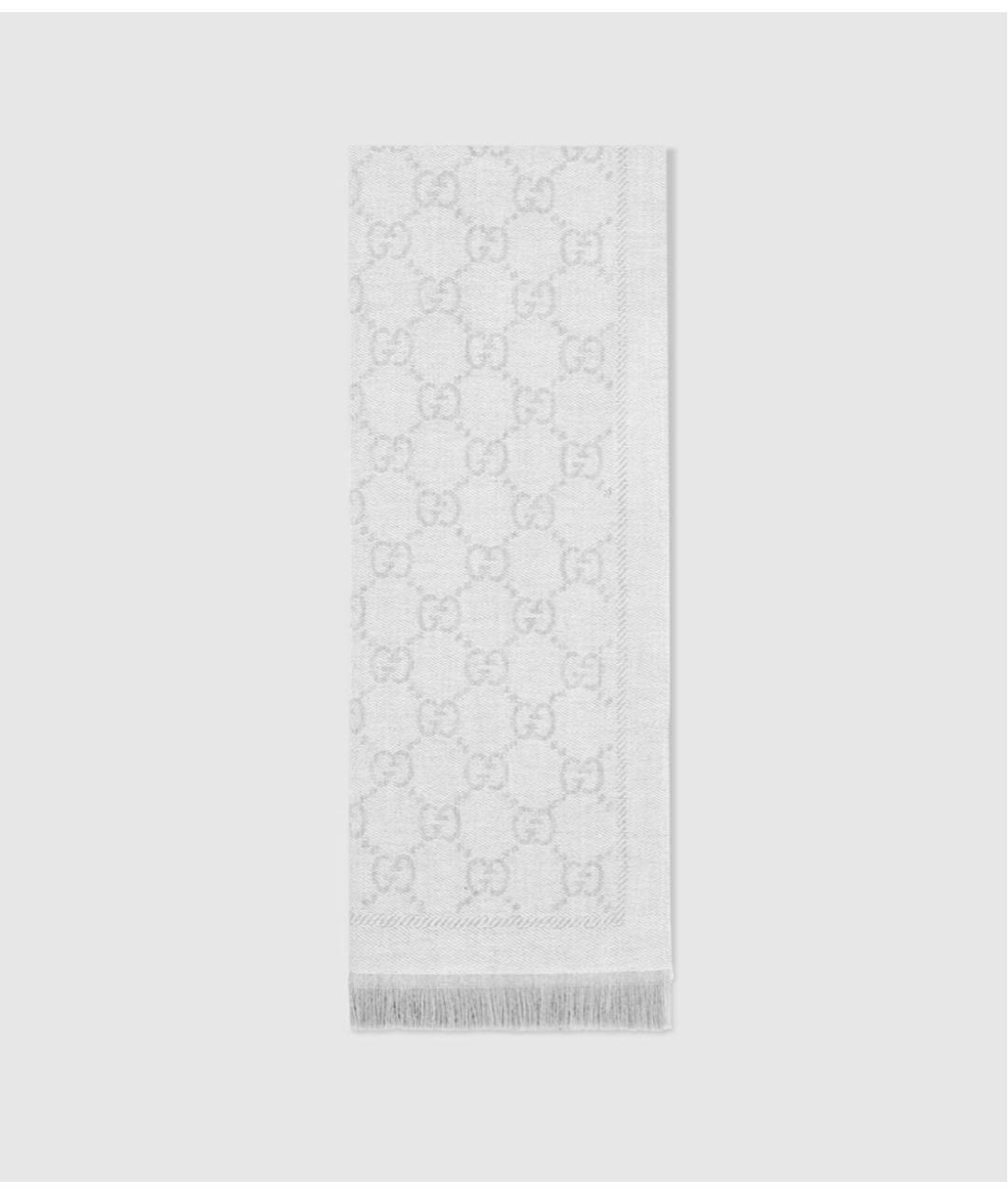 GUCCI Серебрянный шерстяной шарф, фото 4