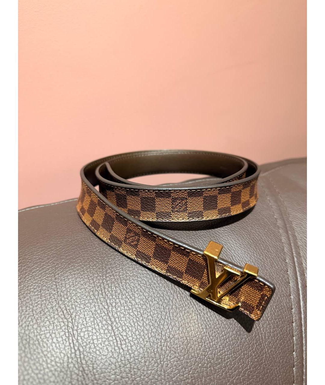 LOUIS VUITTON Коричневый кожаный ремень, фото 4